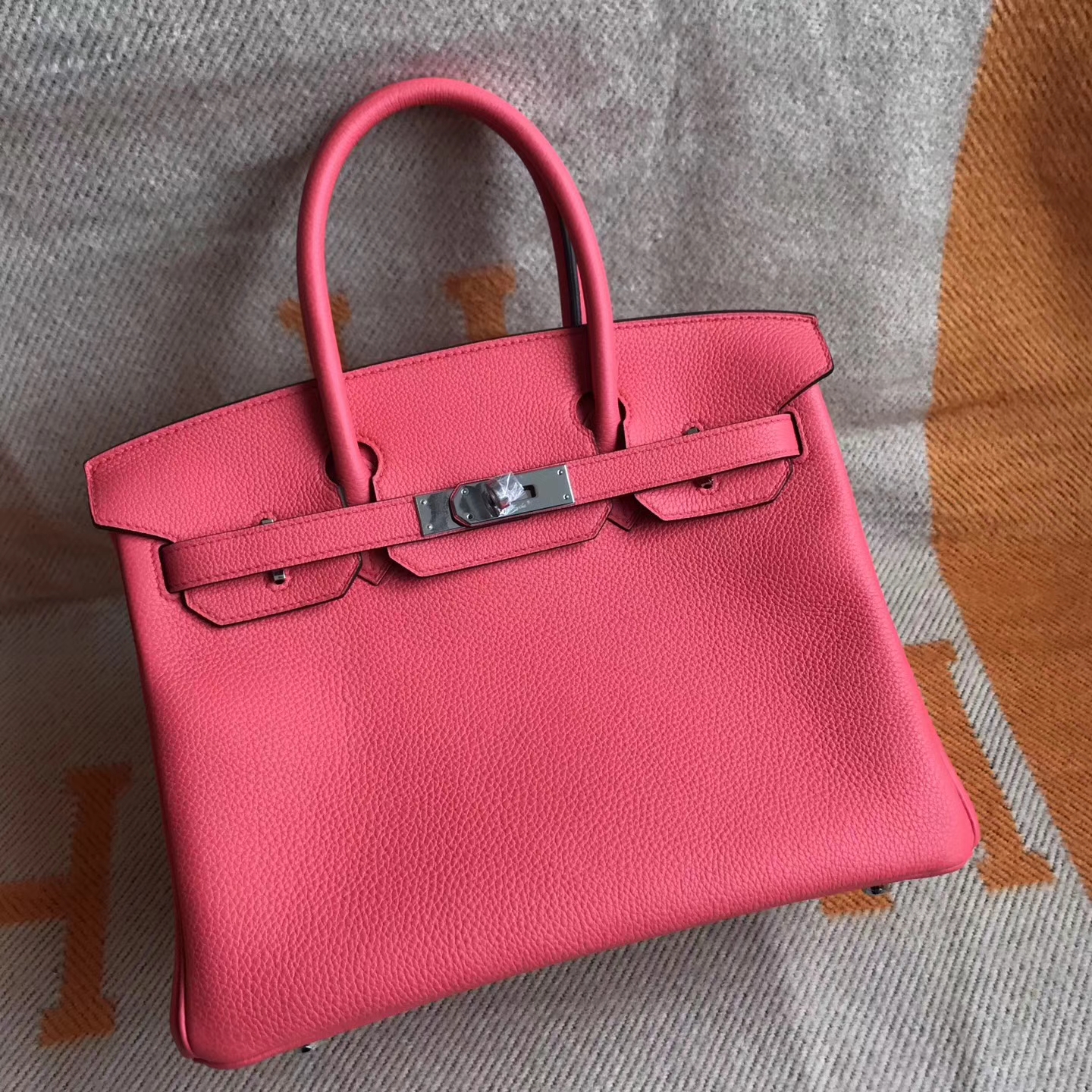 Fashion Hermes T5 Peach Pink Togo Calfskin Birkin Bag30cm Silver ...