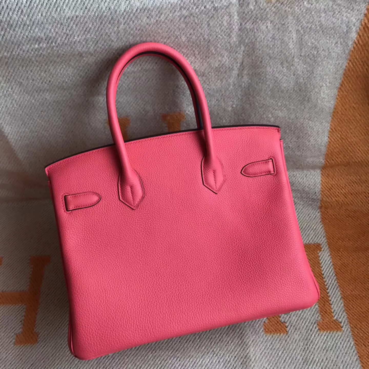 Fashion Hermes T5 Peach Pink Togo Calfskin Birkin Bag30cm Silver ...
