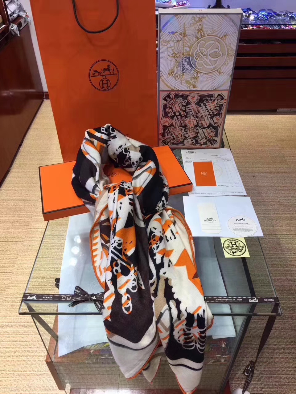 Luxury Hermes Cashmere Women’s Scarf Cape 140*140cm Complete Package ...