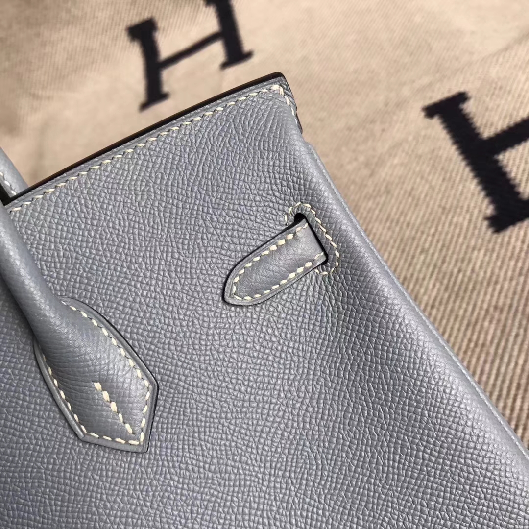 Fashion Hermes J7 Blue Lin Epsom Calfskin Leather Birkin25CM Tote Bag ...
