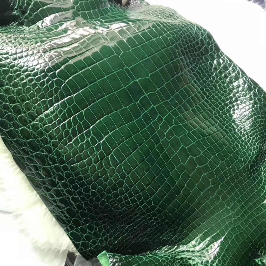 Hermes CK67 Vert Fonce Porosus Shiny Crocodile Leather Can Order Birkin Bag H Factory Birkin