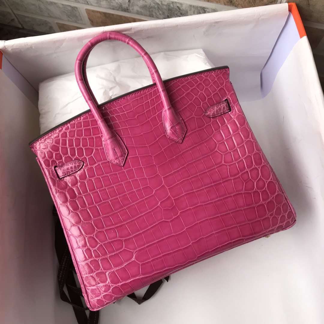 Pretty Hermes 5J Peach Pink Shiny Crocodile Leather Birkin Bag25cm Gold ...