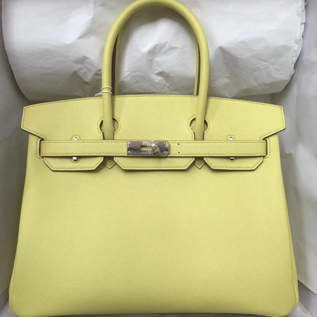 Fashion Hermes C9 Soupre Yellow Epsom Calf Leather Birkin Bag30CM ...