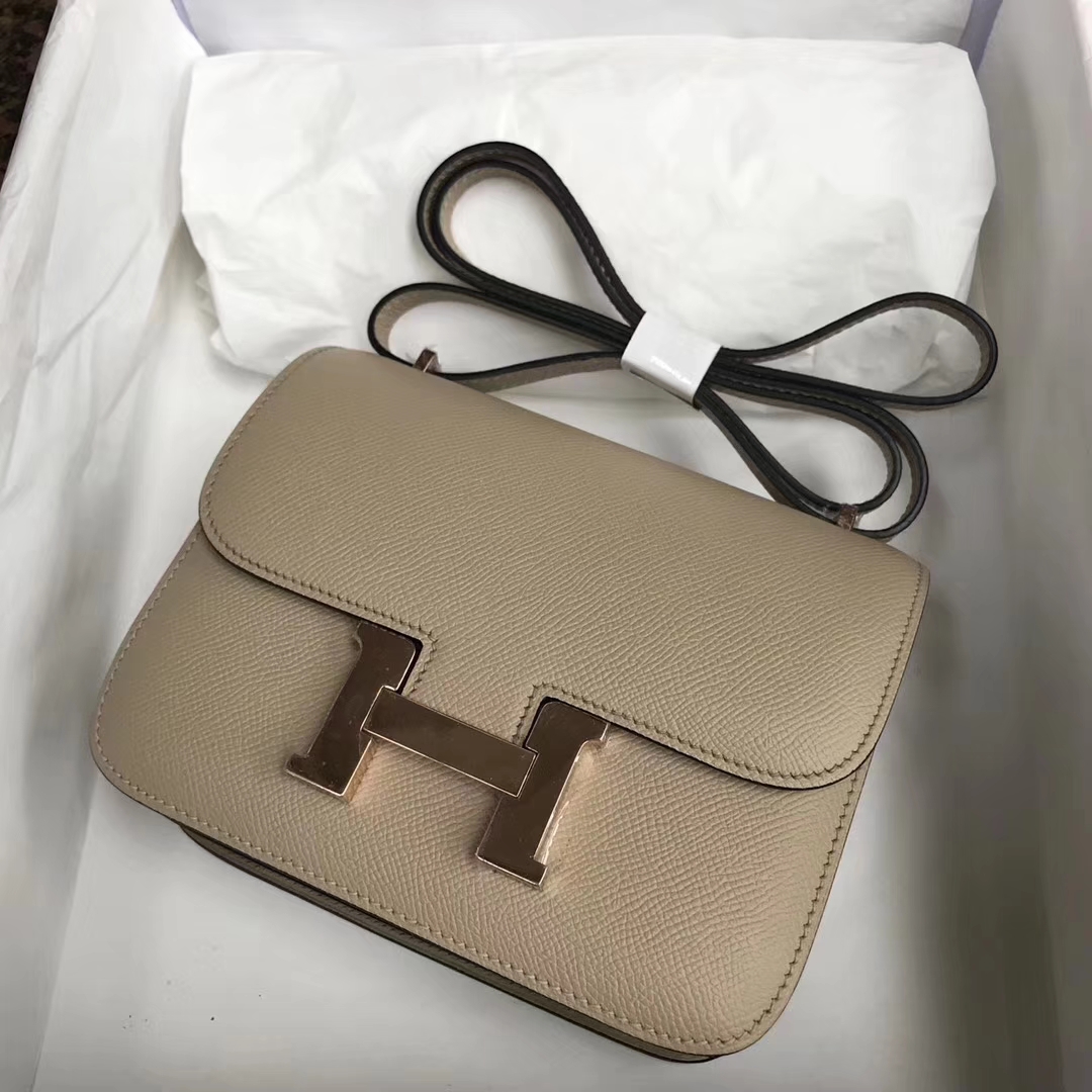 Fashion Hermes S2 Trench Grey Epsom Calf Constance19cm Bag Gold ...