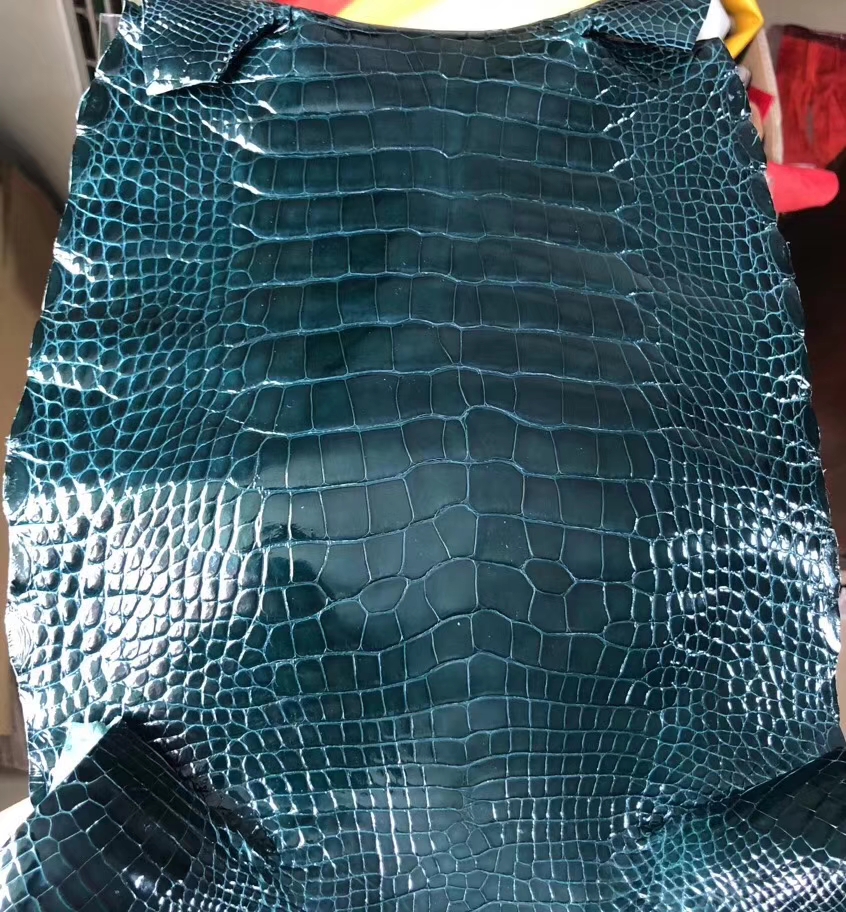 Wholesale Hermes Alligator Shiny Crocodile Leather in 1P Duck Blue ...