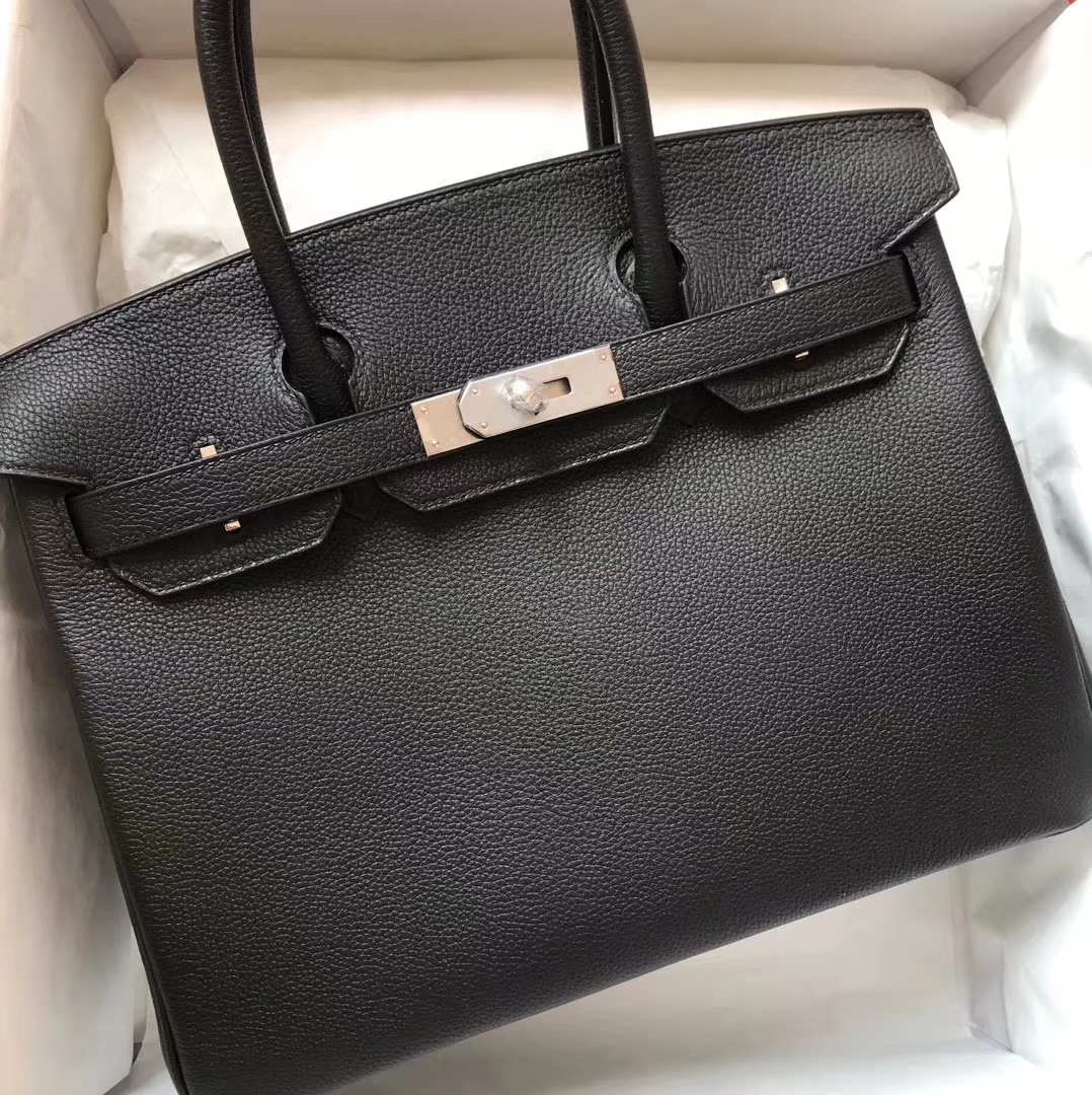 New Hermes CK89 Black Evecolor Calf Leather Birkin25cm Bag Silver ...