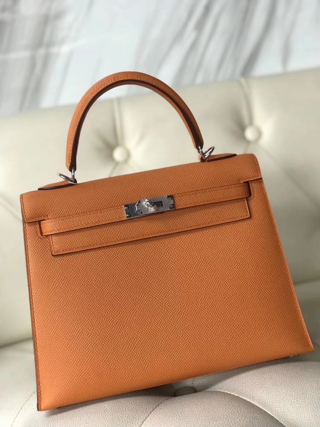 Fashion Hermes Epsom Calf Kelly25CM Bag Autumn New Color Light Orange ...