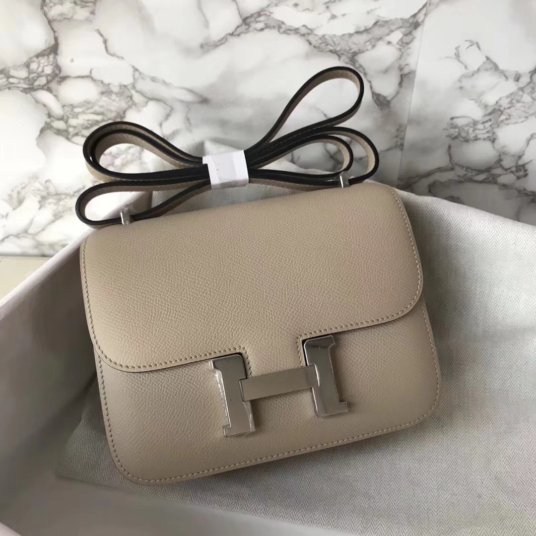 Hand Stitching Hermes Constance Bag19CM in S2 Trench Grey Epsom Calf ...