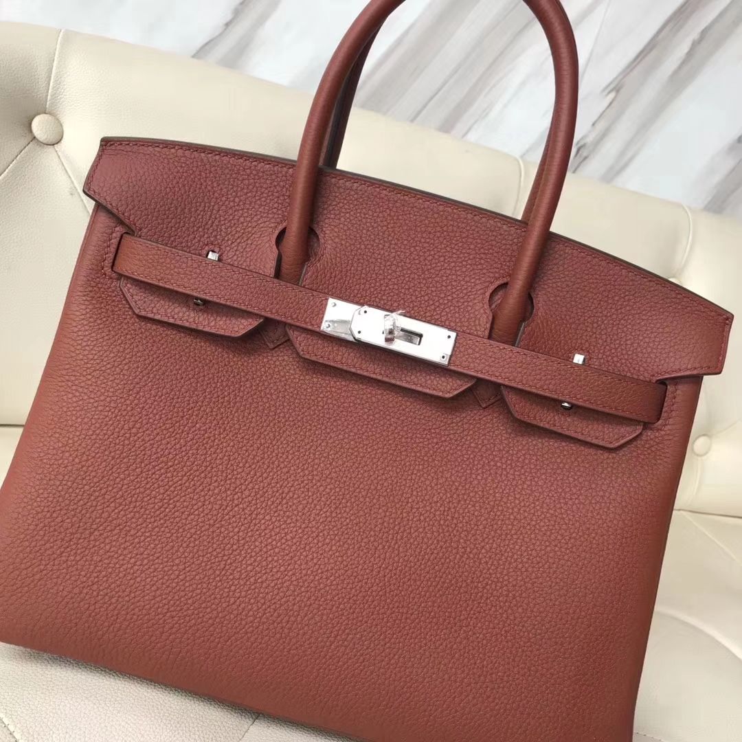 Discount Hermes 6C Cuivre Togo Calf Birkin30CM Tote Bag Silver Hardware
