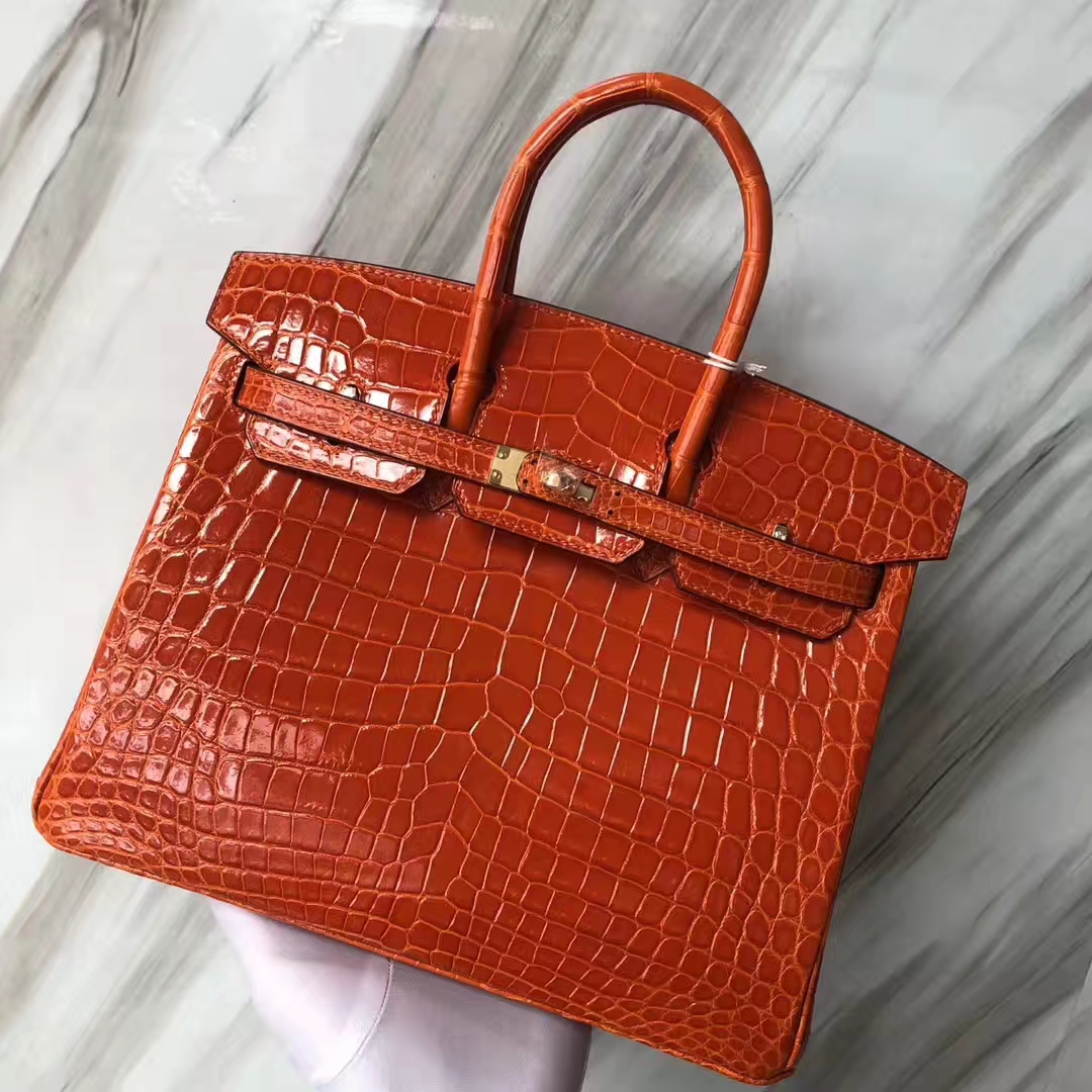 hermes orange crocodile birkin bag