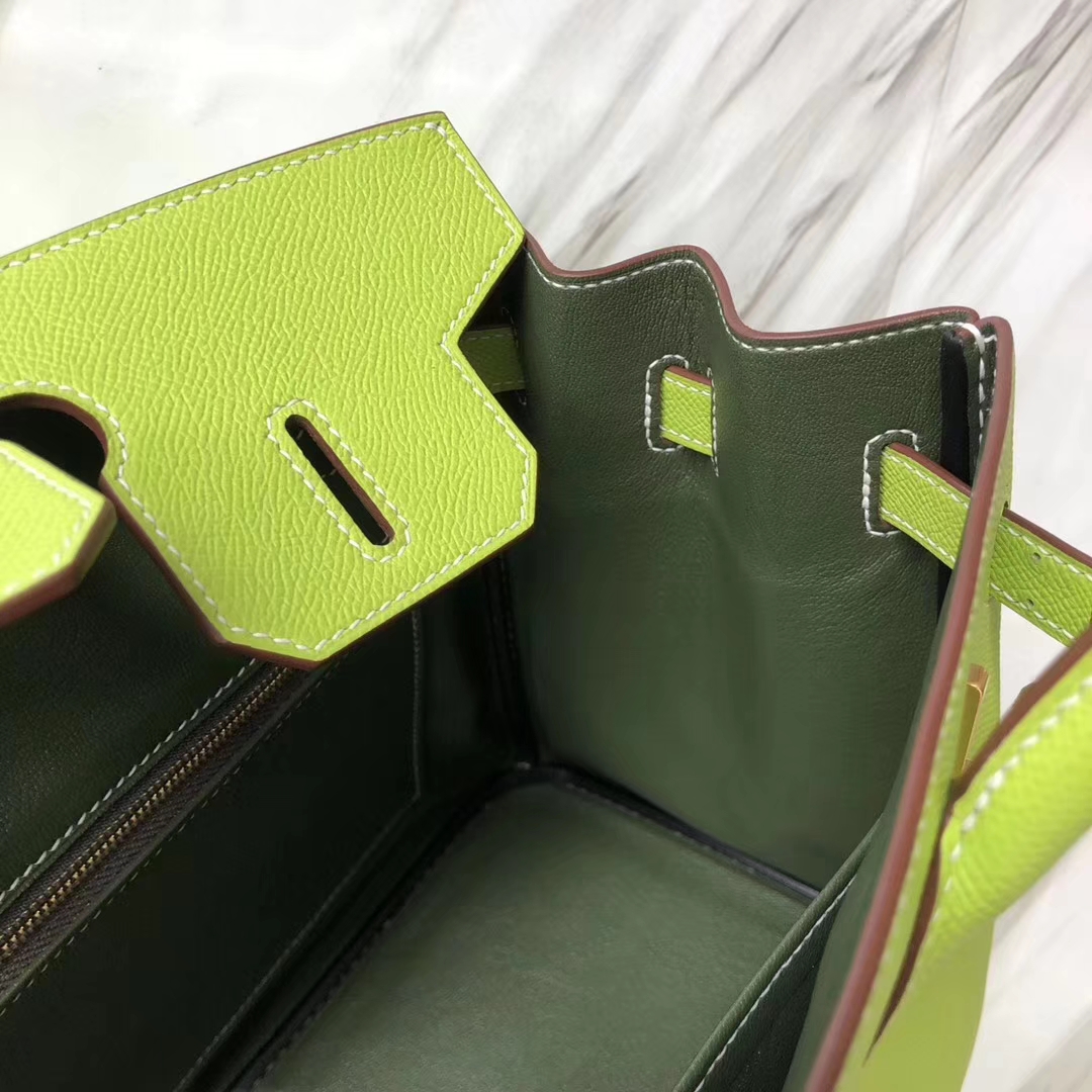 Image of Kiwi leather with olive green interior Kelly bag, Hermes, 2011