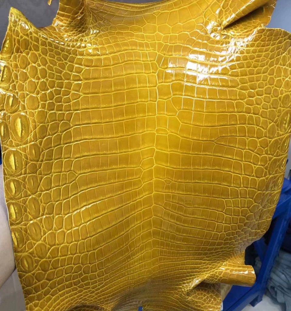 Hermes Birkin/Kelly Bags Customize 9D Amber Shiny Nilo Crocodile Leather HEMA Leather Factory